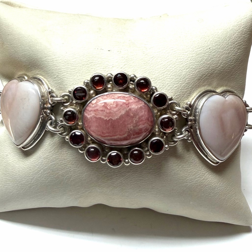 Sajen Sterling Silver Rhodochrosite Multi Gemstone Bracelet